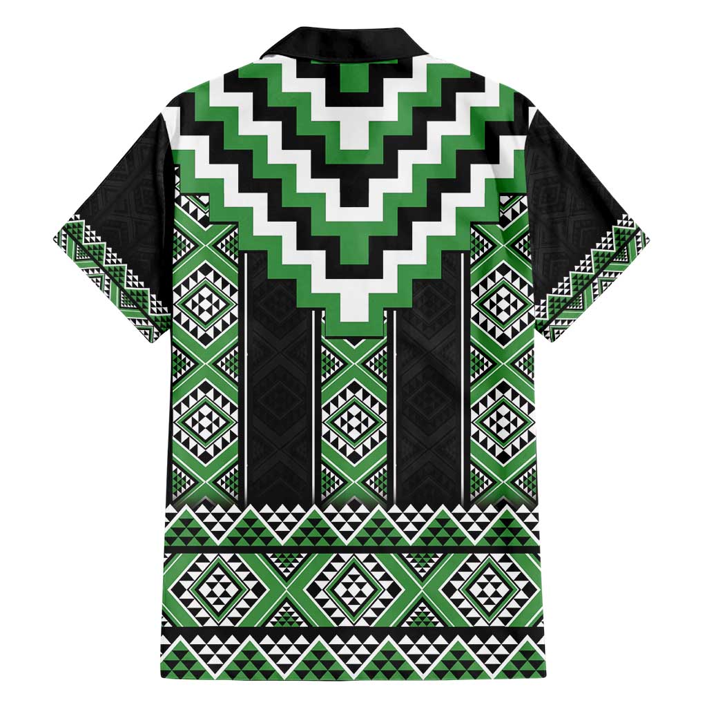 Green Taniko Pattern Aotearoa Family Matching Short Sleeve Bodycon Dress and Hawaiian Shirt Niho Taniwha Mix Poutama LT14 - Polynesian Pride