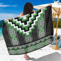 Green Taniko Pattern Aotearoa Sarong Niho Taniwha Mix Poutama