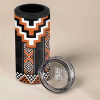 Orange Taniko Pattern Aotearoa 4 in 1 Can Cooler Tumbler Niho Taniwha Mix Poutama LT14 - Polynesian Pride