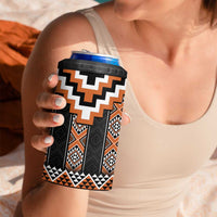 Orange Taniko Pattern Aotearoa 4 in 1 Can Cooler Tumbler Niho Taniwha Mix Poutama LT14 - Polynesian Pride