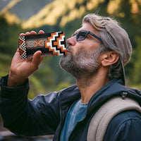 Orange Taniko Pattern Aotearoa 4 in 1 Can Cooler Tumbler Niho Taniwha Mix Poutama LT14 - Polynesian Pride