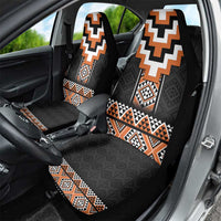 Orange Taniko Pattern Aotearoa Car Seat Cover Niho Taniwha Mix Poutama
