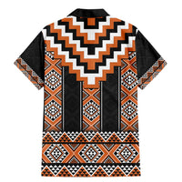 Orange Taniko Pattern Aotearoa Family Matching Mermaid Dress and Hawaiian Shirt Niho Taniwha Mix Poutama LT14