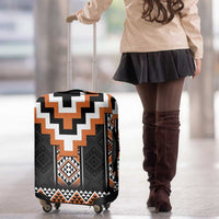 Orange Taniko Pattern Aotearoa Luggage Cover Niho Taniwha Mix Poutama