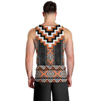 Orange Taniko Pattern Aotearoa Men Tank Top Niho Taniwha Mix Poutama LT14