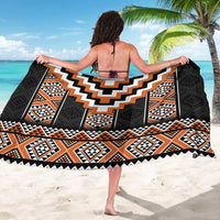Orange Taniko Pattern Aotearoa Sarong Niho Taniwha Mix Poutama