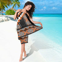 Orange Taniko Pattern Aotearoa Sarong Niho Taniwha Mix Poutama