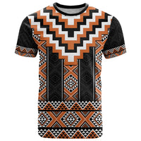 Orange Taniko Pattern Aotearoa T Shirt Niho Taniwha Mix Poutama LT14