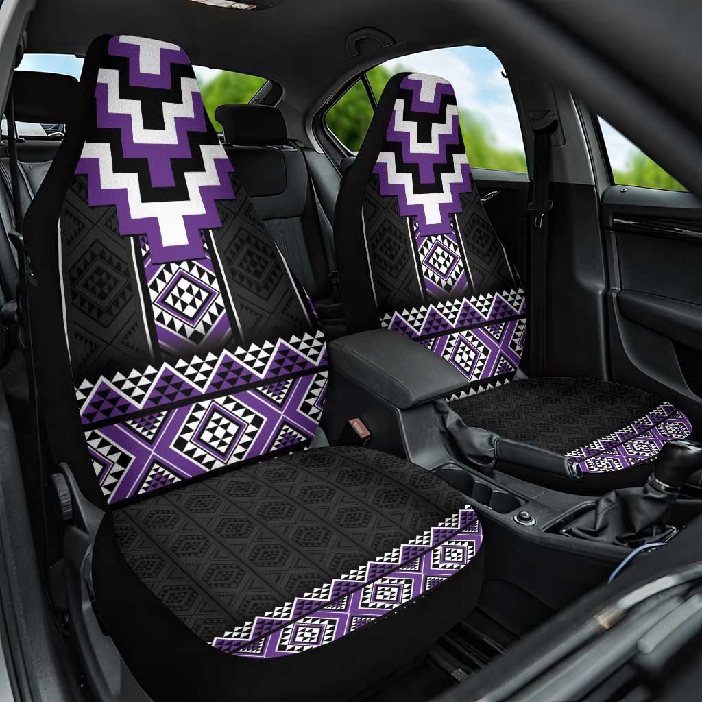 Purple Taniko Pattern Aotearoa Car Seat Cover Niho Taniwha Mix Poutama