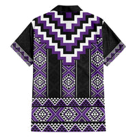 Purple Taniko Pattern Aotearoa Family Matching Long Sleeve Bodycon Dress and Hawaiian Shirt Niho Taniwha Mix Poutama LT14 - Polynesian Pride