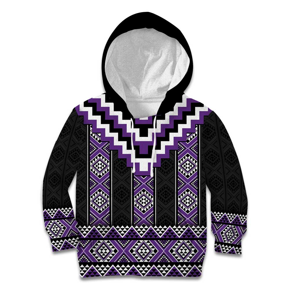 Purple Taniko Pattern Aotearoa Kid Hoodie Niho Taniwha Mix Poutama LT14 Hoodie Purple - Polynesian Pride
