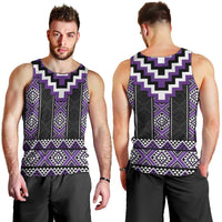 Purple Taniko Pattern Aotearoa Men Tank Top Niho Taniwha Mix Poutama LT14