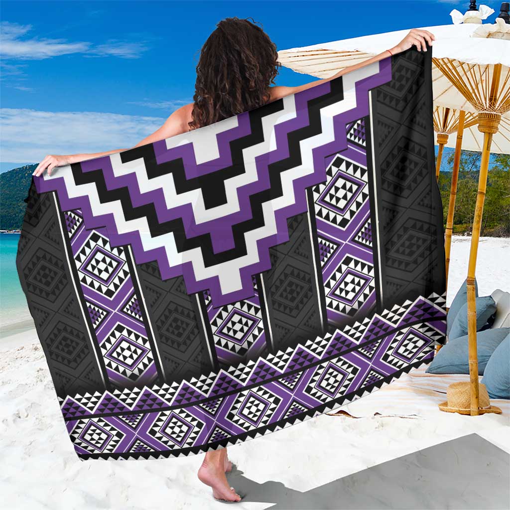 Purple Taniko Pattern Aotearoa Sarong Niho Taniwha Mix Poutama