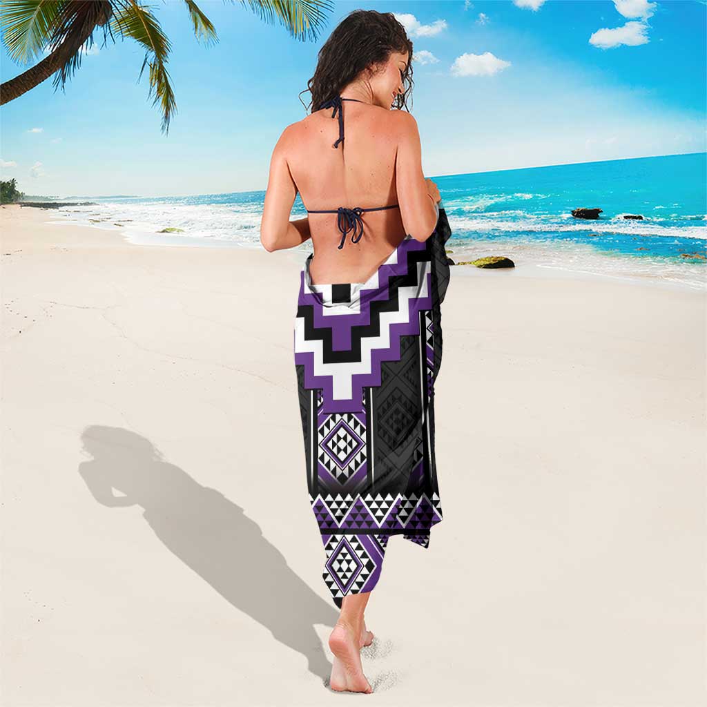 Purple Taniko Pattern Aotearoa Sarong Niho Taniwha Mix Poutama