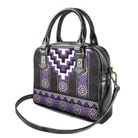 Purple Taniko Pattern Aotearoa Shoulder Handbag Niho Taniwha Mix Poutama
