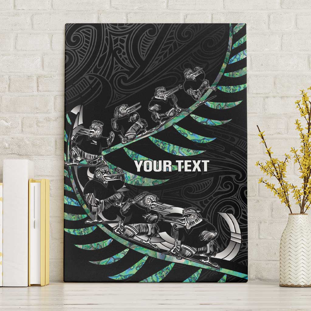 Custom New Zealand Silver Fern Rugby Canvas Wall Art Aotearoa Kiwi Maori Pattern LT14 Without Frame Black - Polynesian Pride