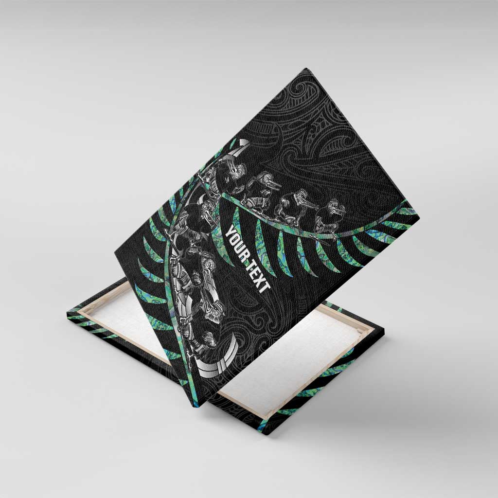 Custom New Zealand Silver Fern Rugby Canvas Wall Art Aotearoa Kiwi Maori Pattern LT14 With Frame Black - Polynesian Pride