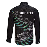 Custom New Zealand Silver Fern Rugby Family Matching Long Sleeve Bodycon Dress and Hawaiian Shirt Aotearoa Kiwi Maori Pattern LT14 - Polynesian Pride