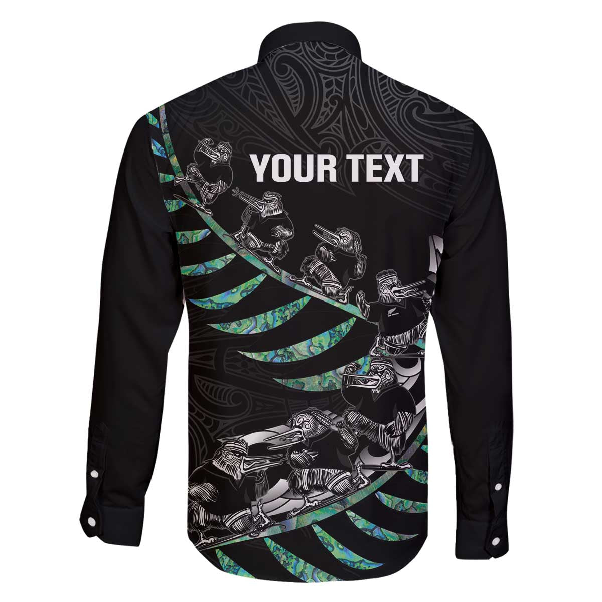 Custom New Zealand Silver Fern Rugby Family Matching Off The Shoulder Long Sleeve Dress and Hawaiian Shirt Aotearoa Kiwi Maori Pattern LT14 - Polynesian Pride