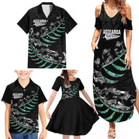 Custom New Zealand Silver Fern Rugby Family Matching Summer Maxi Dress and Hawaiian Shirt Aotearoa Kiwi Maori Pattern LT14 - Polynesian Pride