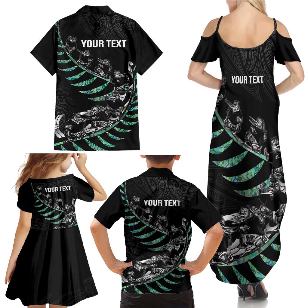 Custom New Zealand Silver Fern Rugby Family Matching Summer Maxi Dress and Hawaiian Shirt Aotearoa Kiwi Maori Pattern LT14 - Polynesian Pride