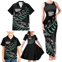Custom New Zealand Silver Fern Rugby Family Matching Tank Maxi Dress and Hawaiian Shirt Aotearoa Kiwi Maori Pattern LT14 - Polynesian Pride