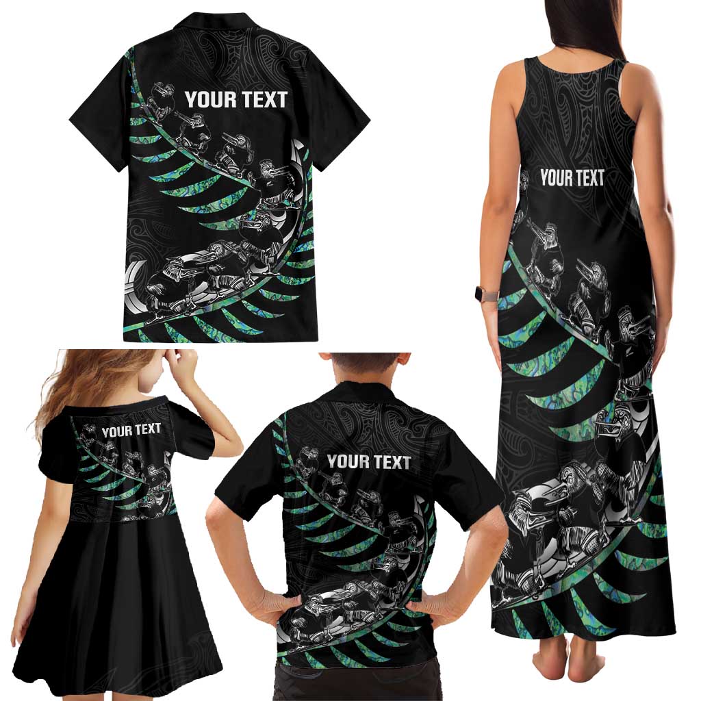 Custom New Zealand Silver Fern Rugby Family Matching Tank Maxi Dress and Hawaiian Shirt Aotearoa Kiwi Maori Pattern LT14 - Polynesian Pride