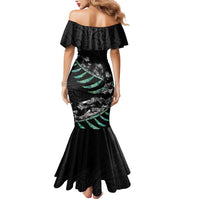 Custom New Zealand Silver Fern Rugby Mermaid Dress Aotearoa Kiwi Maori Pattern