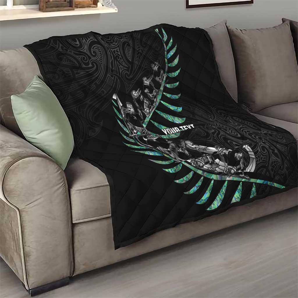 Custom New Zealand Silver Fern Rugby Quilt Aotearoa Kiwi Maori Pattern LT14 - Polynesian Pride