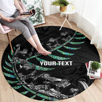 Custom New Zealand Silver Fern Rugby Round Carpet Aotearoa Kiwi Maori Pattern LT14 - Polynesian Pride