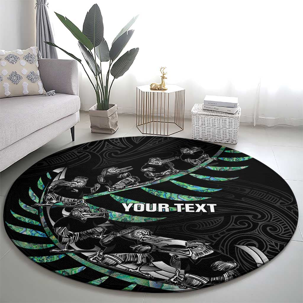 Custom New Zealand Silver Fern Rugby Round Carpet Aotearoa Kiwi Maori Pattern LT14 - Polynesian Pride
