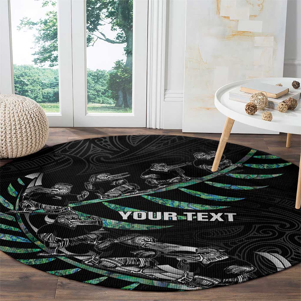 Custom New Zealand Silver Fern Rugby Round Carpet Aotearoa Kiwi Maori Pattern LT14 - Polynesian Pride