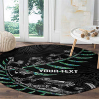 Custom New Zealand Silver Fern Rugby Round Carpet Aotearoa Kiwi Maori Pattern LT14 - Polynesian Pride