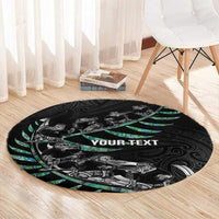 Custom New Zealand Silver Fern Rugby Round Carpet Aotearoa Kiwi Maori Pattern LT14 - Polynesian Pride
