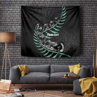 Custom New Zealand Silver Fern Rugby Tapestry Aotearoa Kiwi Maori Pattern LT14 Black - Polynesian Pride