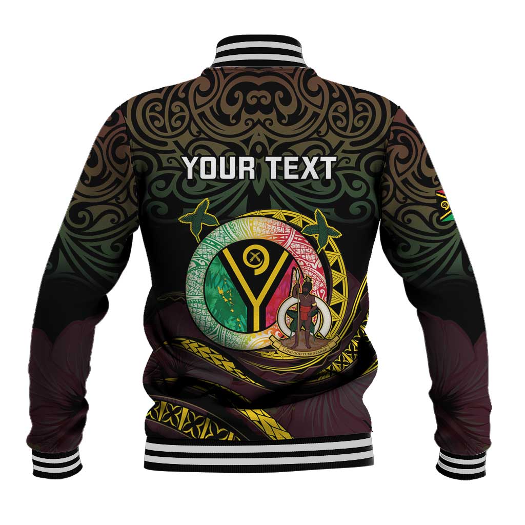 Personalised Vanuatu Baseball Jacket Yumi 45th Hapi Independens Dei - Black Version LT14