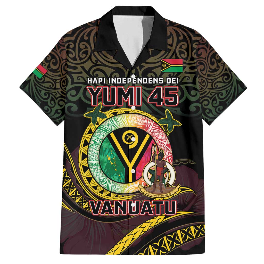 Personalised Vanuatu Family Matching Long Sleeve Bodycon Dress and Hawaiian Shirt Yumi 45th Hapi Independens Dei - Black Version LT14