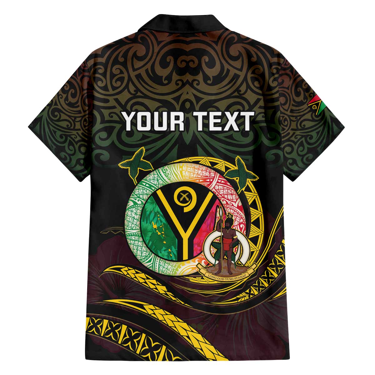 Personalised Vanuatu Family Matching Off The Shoulder Long Sleeve Dress and Hawaiian Shirt Yumi 45th Hapi Independens Dei - Black Version LT14