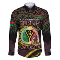 Personalised Vanuatu Family Matching Off Shoulder Short Dress and Hawaiian Shirt Yumi 45th Hapi Independens Dei - Black Version LT14