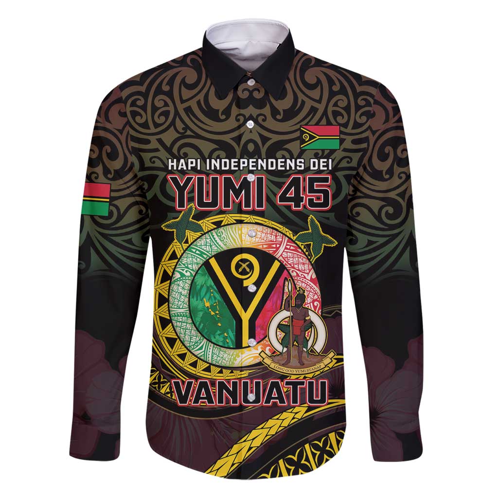 Personalised Vanuatu Family Matching Tank Maxi Dress and Hawaiian Shirt Yumi 45th Hapi Independens Dei - Black Version LT14