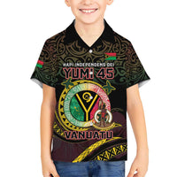 Personalised Vanuatu Hawaiian Shirt Yumi 45th Hapi Independens Dei - Black Version LT14