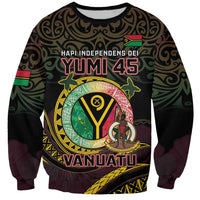Personalised Vanuatu Sweatshirt Yumi 45th Hapi Independens Dei - Black Version LT14
