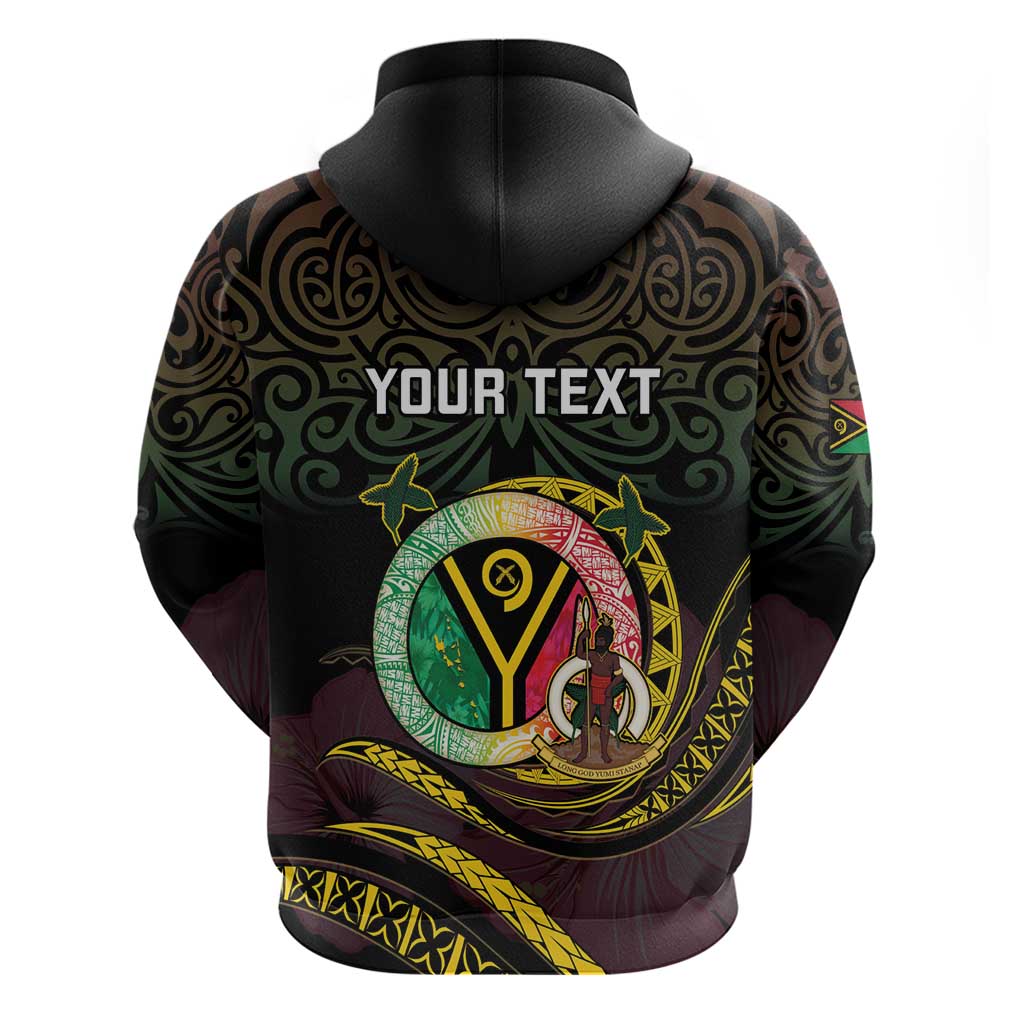 Personalised Vanuatu Zip Hoodie Yumi 45th Hapi Independens Dei - Black Version LT14