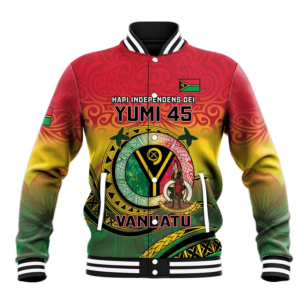 Personalised Vanuatu Baseball Jacket Yumi 45th Hapi Independens Dei - Reggae Version LT14