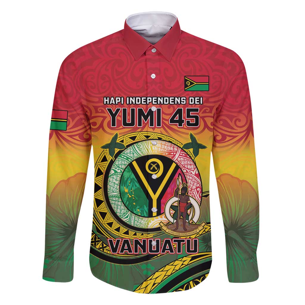 Personalised Vanuatu Family Matching Long Sleeve Bodycon Dress and Hawaiian Shirt Yumi 45th Hapi Independens Dei - Reggae Version LT14