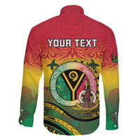 Personalised Vanuatu Family Matching Off The Shoulder Long Sleeve Dress and Hawaiian Shirt Yumi 45th Hapi Independens Dei - Reggae Version LT14