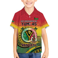 Personalised Vanuatu Family Matching Off The Shoulder Long Sleeve Dress and Hawaiian Shirt Yumi 45th Hapi Independens Dei - Reggae Version LT14