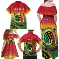 Personalised Vanuatu Family Matching Off Shoulder Maxi Dress and Hawaiian Shirt Yumi 45th Hapi Independens Dei - Reggae Version LT14
