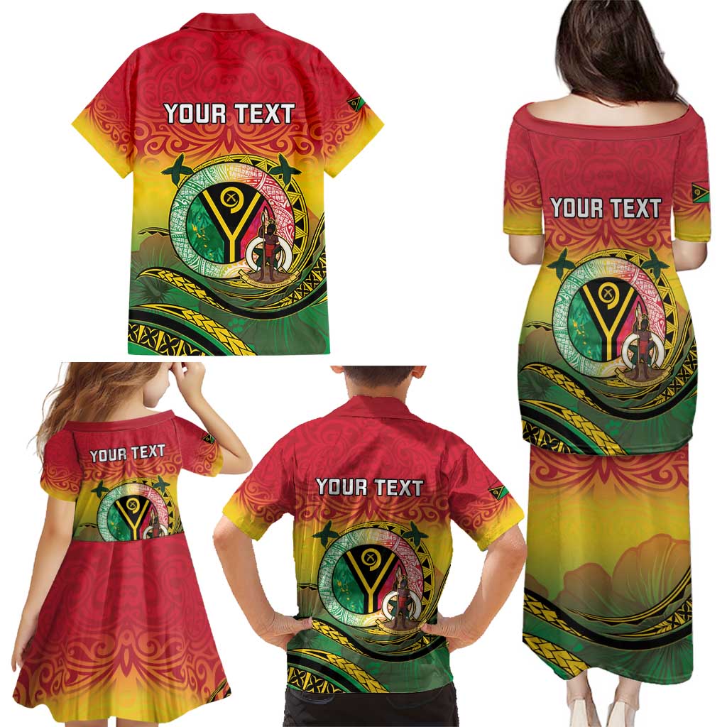 Personalised Vanuatu Family Matching Puletasi and Hawaiian Shirt Yumi 45th Hapi Independens Dei - Reggae Version LT14