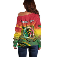 Personalised Vanuatu Off Shoulder Sweater Yumi 45th Hapi Independens Dei - Reggae Version LT14